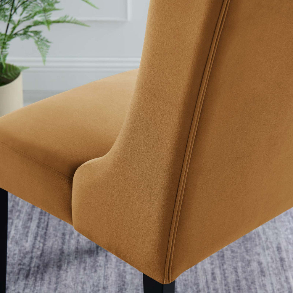 Side Dining Chair, Set of 2, Brown, Velvet, Modern, Cafe Bistro Hospitality