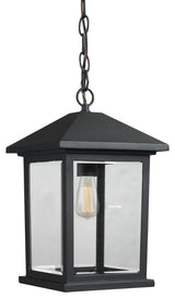 Portland 1 Light Outdoor Chain Light in Black with Clear Beveled Glass