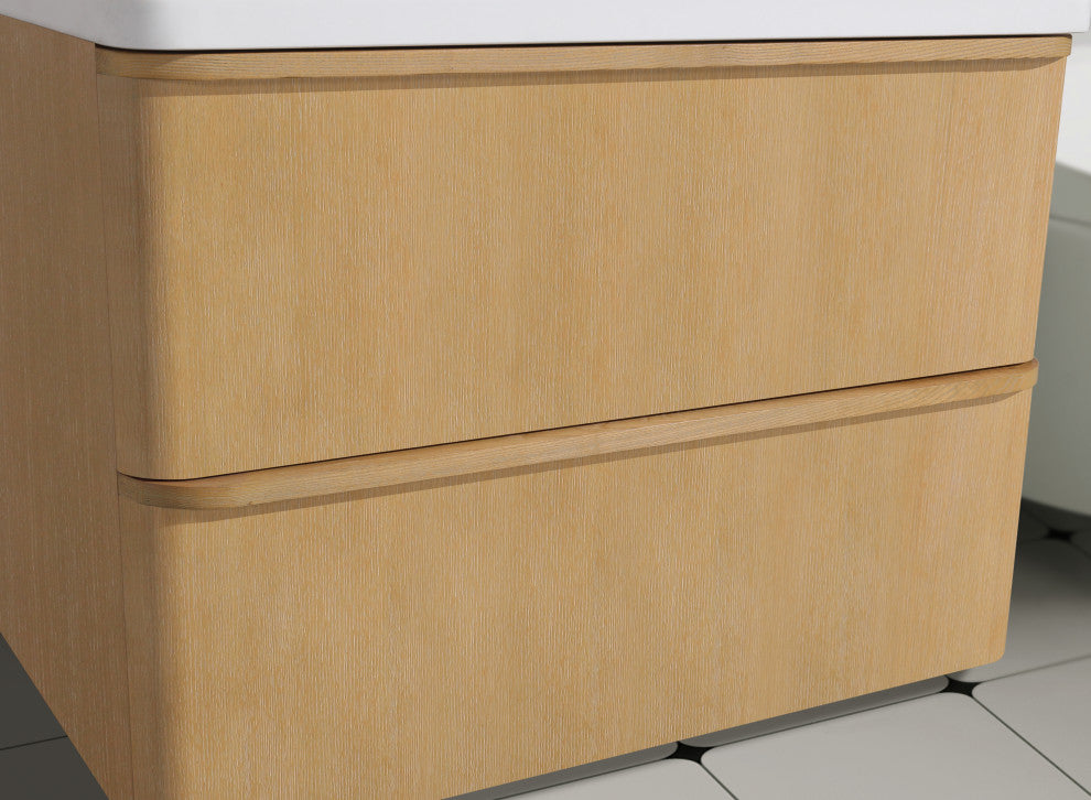 Lucas Bathroom Vanity, Washed Oak, 30", Single Sink, Floating