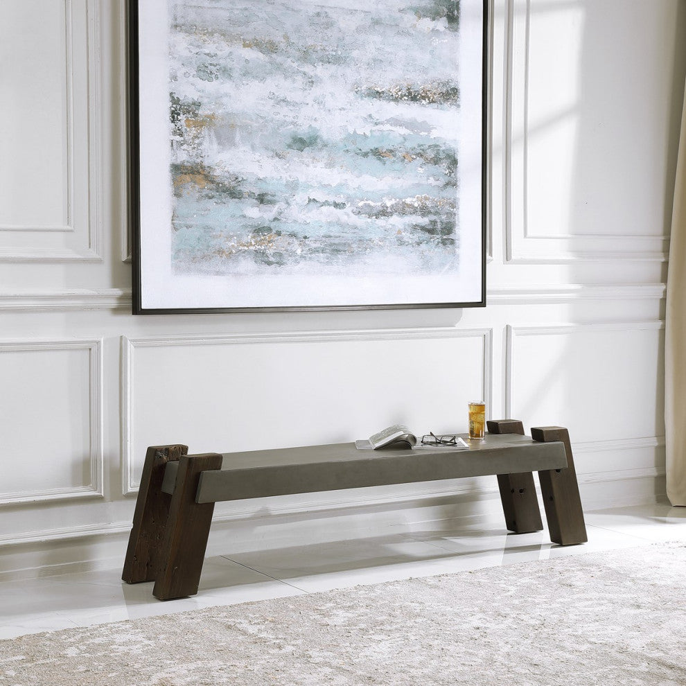 Uttermost Lavin Industrial Concrete Bench 24991