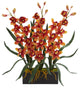 Nearly Natural Cymbidium Orchid Artificial Arrangement in Black Vase