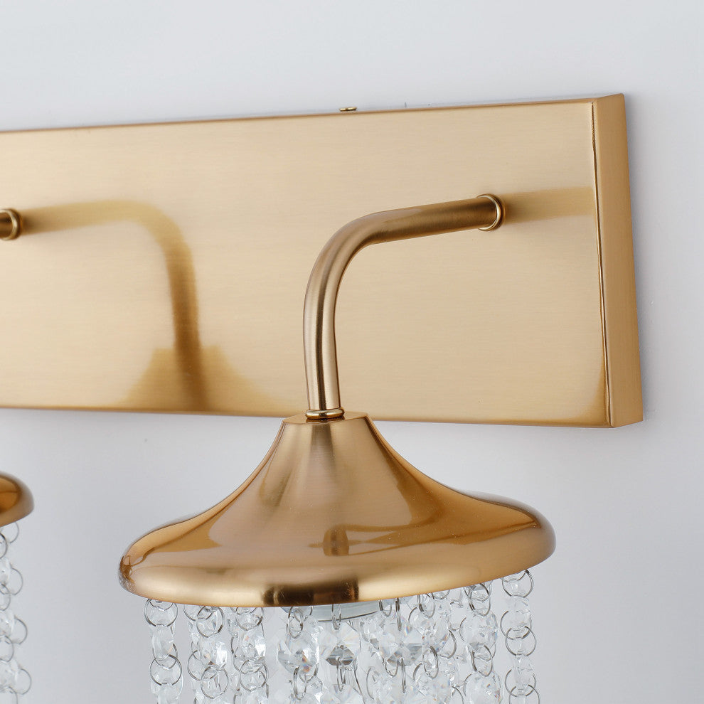 Modern 3-Light Golden Wall Sconce with Crystal Shade