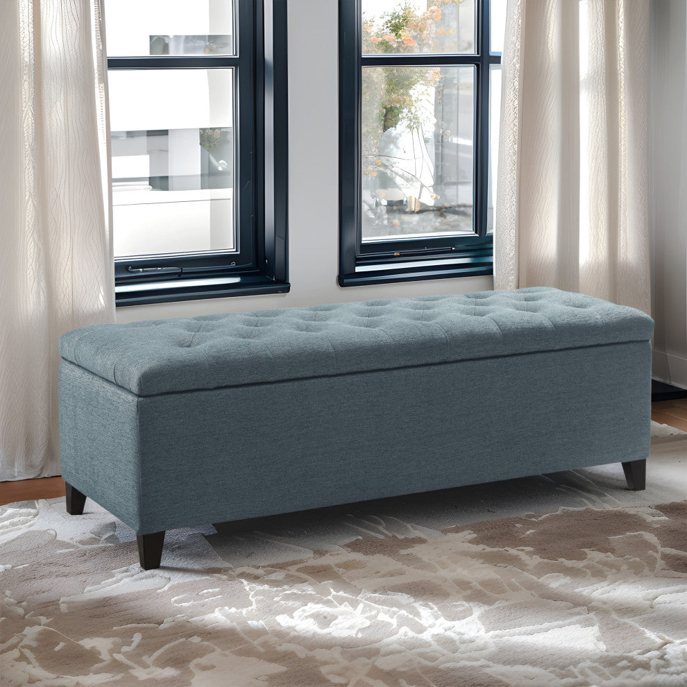 Madison Park Shandra Upholstered Soft Close Storage Bench, Blue