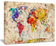 "Vintage World Map Watercolor Maps" Painting Canvas Print, 20"x12"