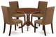 5Pc Dining Set 4 Upholstered Chairs, Table Hardwood Structure Mahogany Finish