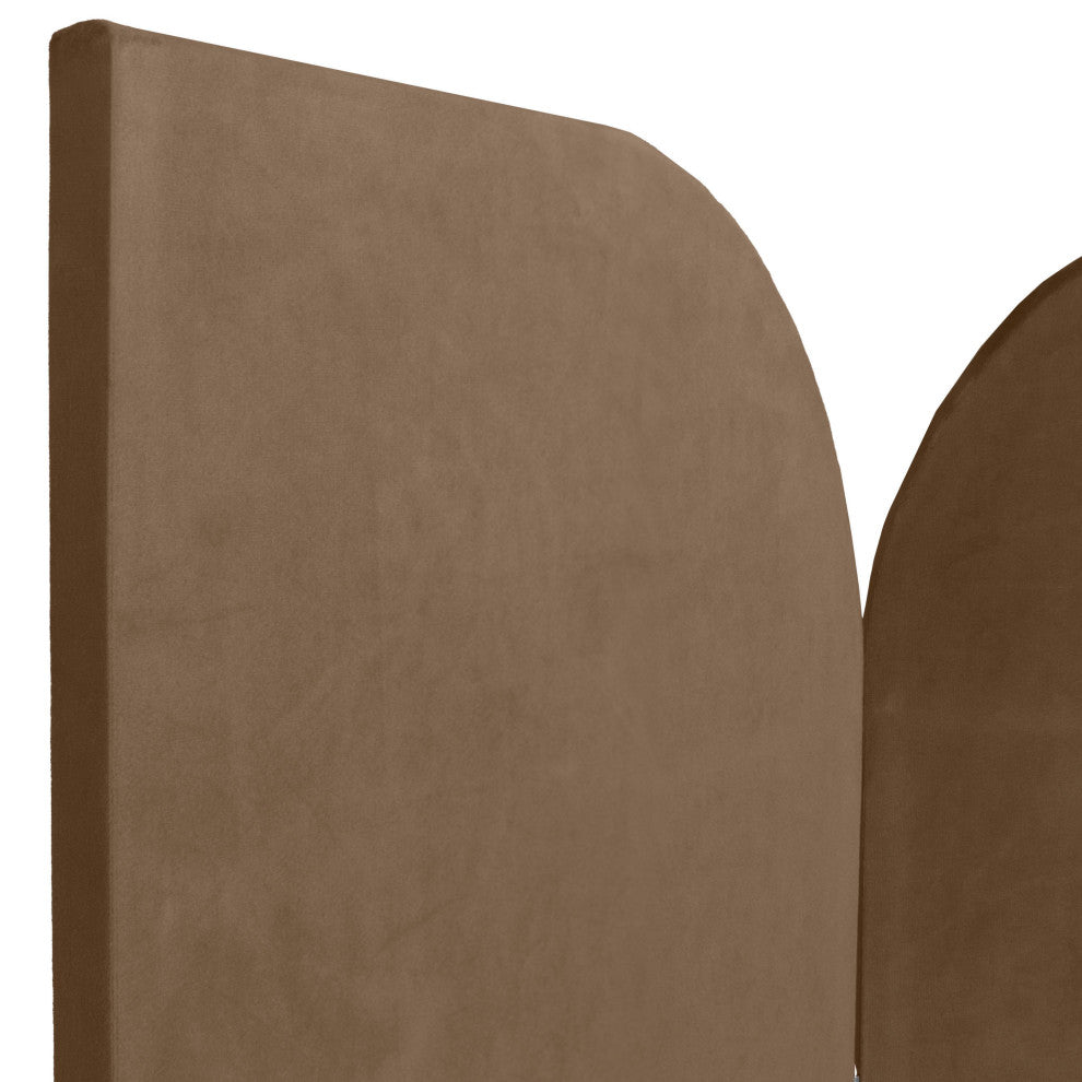 6 ft. Modern Arch Velvet Room Divider Brown 3 Panel