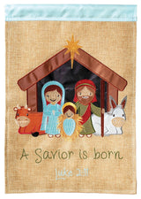 Flag  Double Applique  Nativity In Creche Burlap  Garden