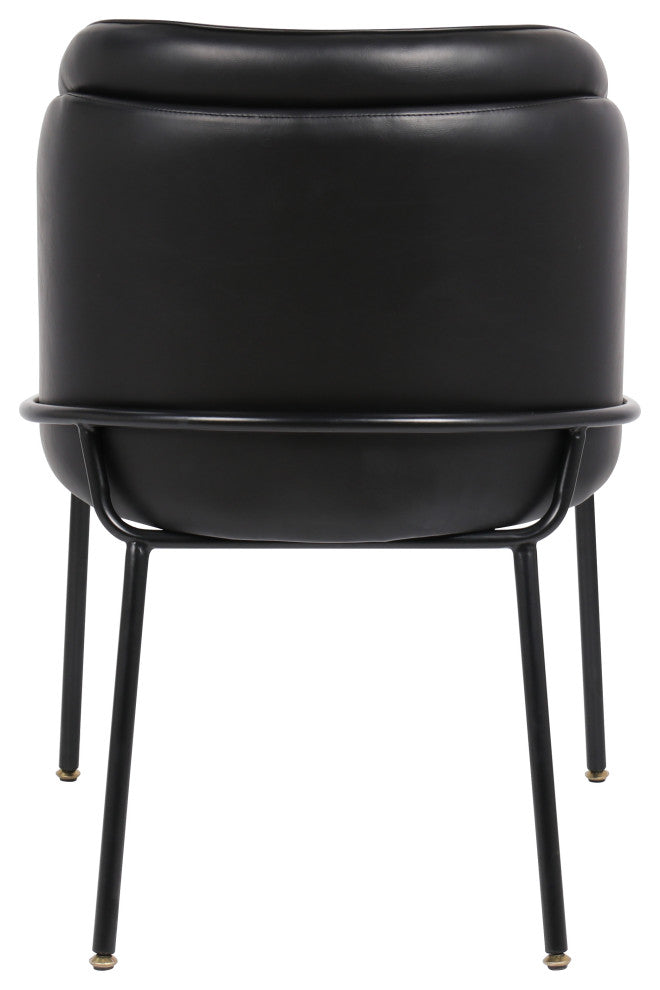Jagger Vegan Leather Upholstered Dining Chair, Set of 2, Black, Matte Black Finish