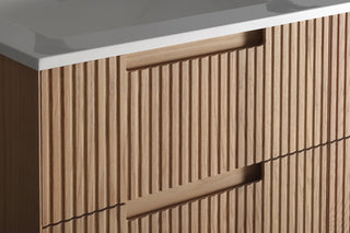 Fiore Wall Mount Modern Bathroom Vanity, Oakwood, 48", Double Sink