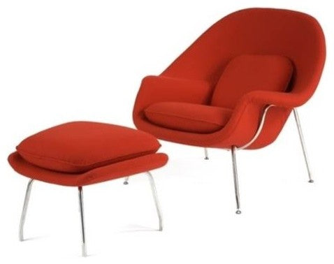 Modern Classics Woom Chair and Ottoman, Red