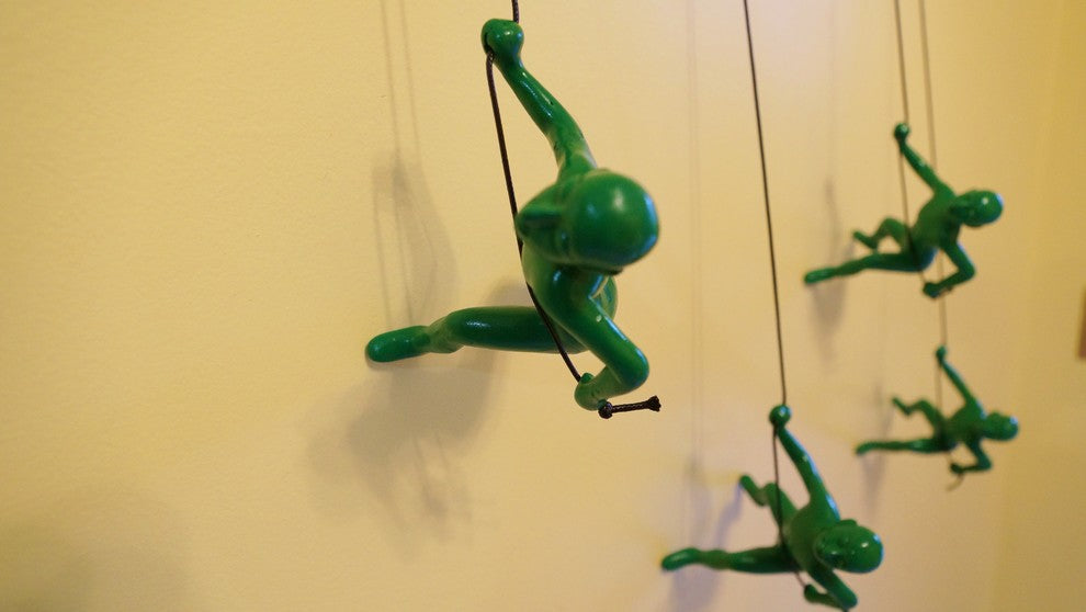 Heavy Climbing Green Man Position #1 Wall Art, Set of 4