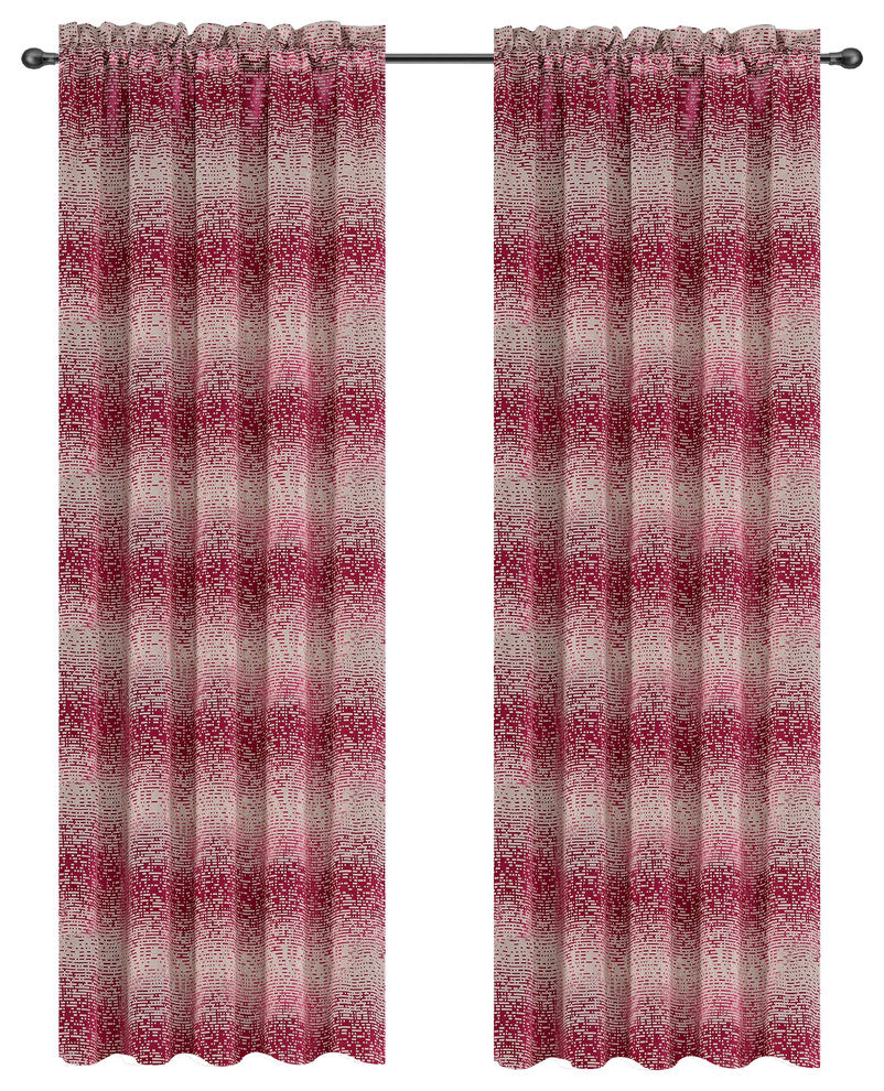 Jacquard Metro Drapery Curtain Panels, Fuchsia, 50"x84", Set of 2