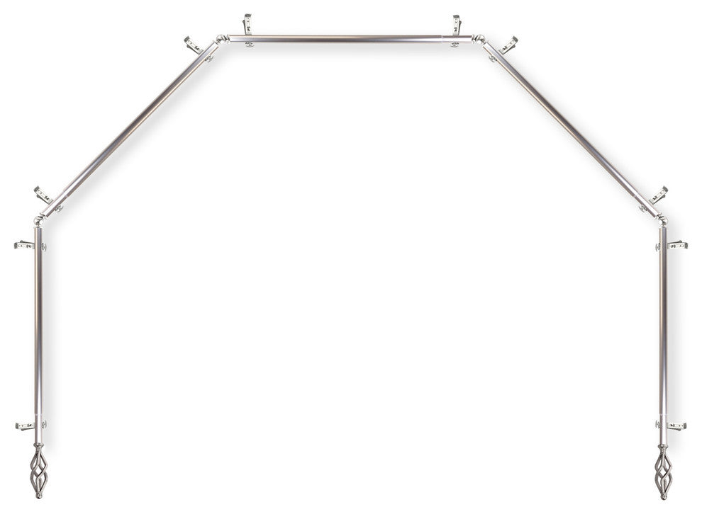 Vinci 13/16" 5-Sided Bay Window Curtain Rod, Satin Nickel