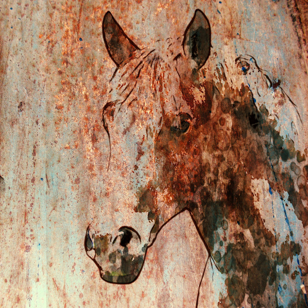 Marmont Hill, "Rustic Horse 1" by Irena Orlov Painting on Wrapped Canvas, 18x18