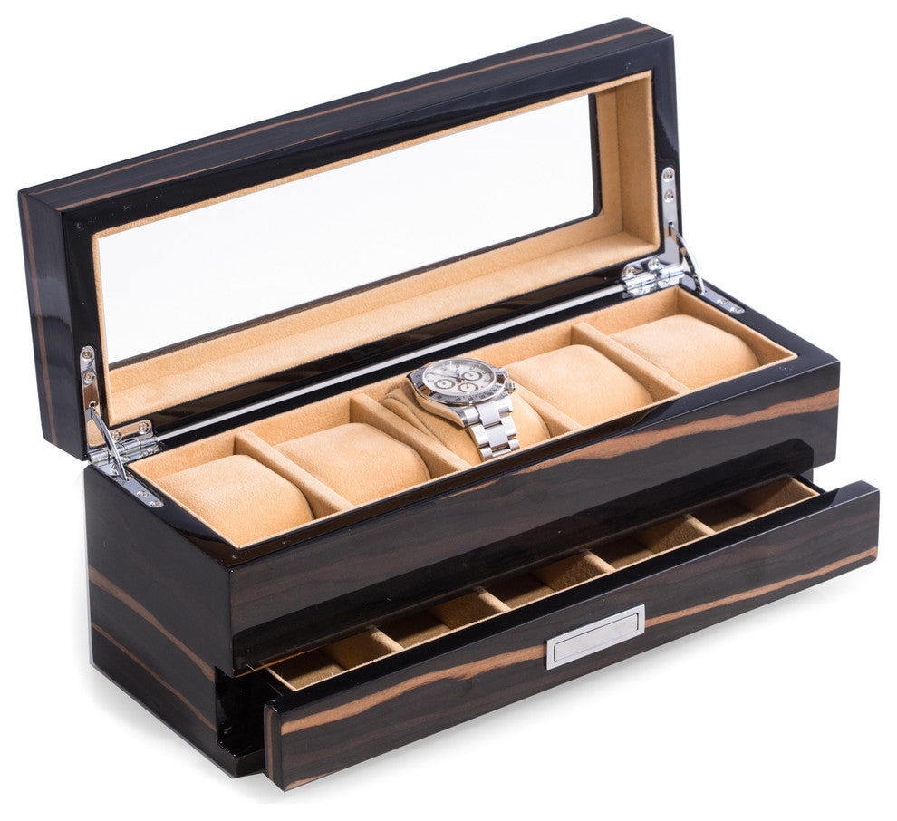 Lacquered Wood 5-Watch Box