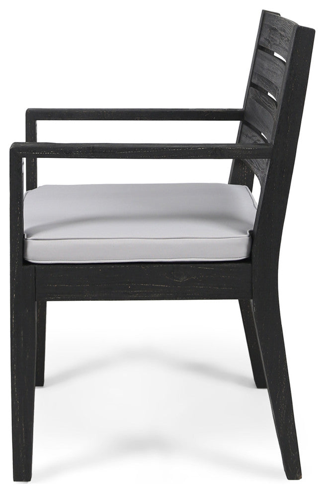 GDF Studio Arely Outdoor Acacia Wood Dining Chairs, Set of 2, Light Gray
