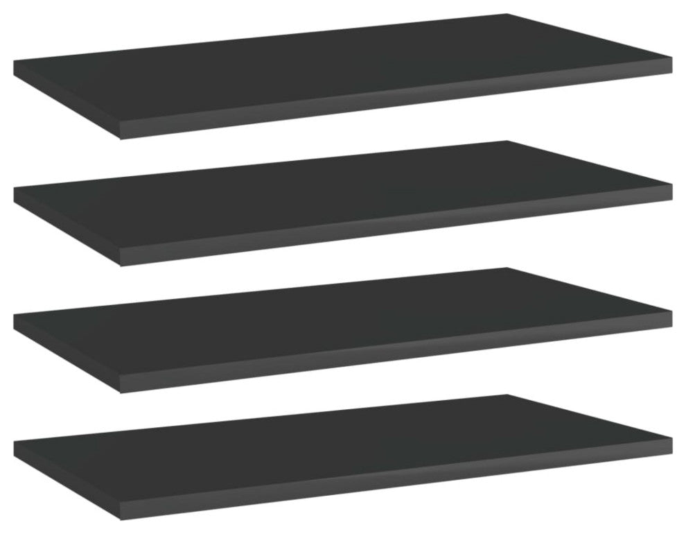 vidaXL Bookshelf Boards 4-Piece High Gloss Black 23.6"x11.8" Chipboard