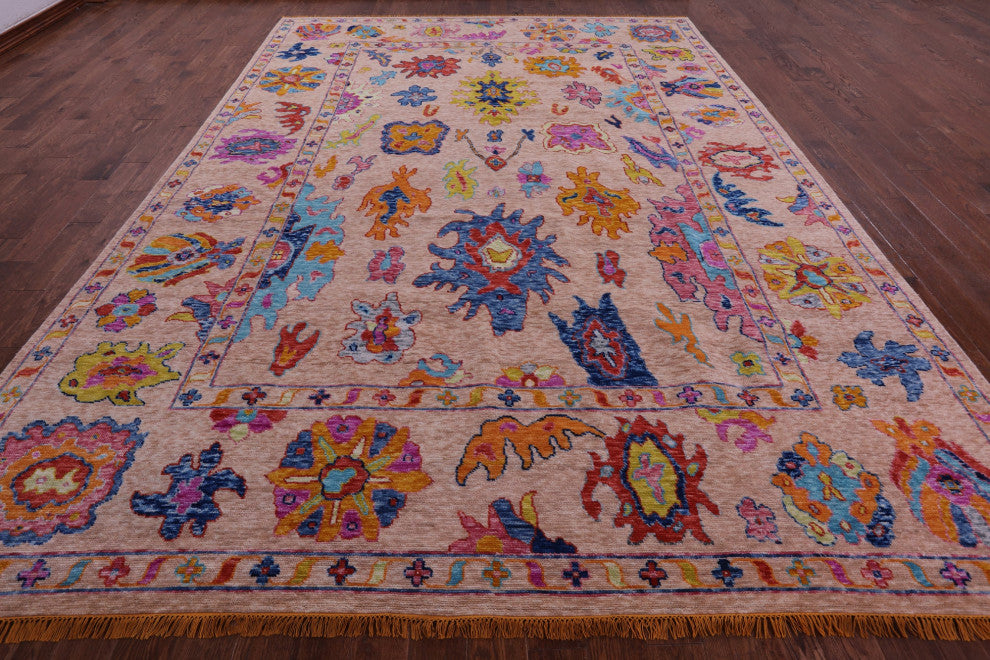 Turkish Oushak Handmade Wool Rug 9' 11" X 13' 10" - Q16095