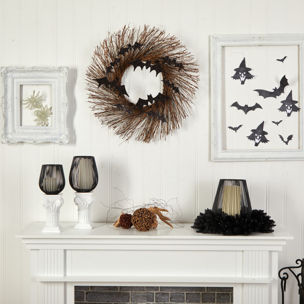 Nearly Natural W1202 26" Halloween Bats Twig Wreath