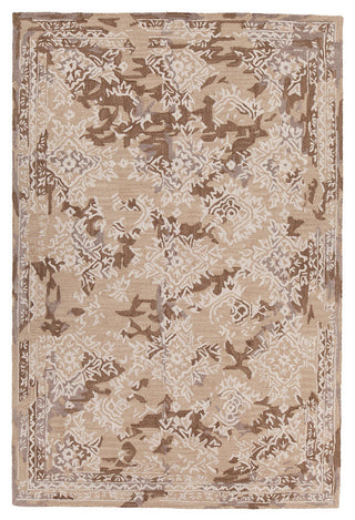 Zyana Hand Tufted Rectangle Area Rug, 5' x 7'1/2", Brown/Tan/White