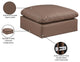Comfy Beige Linen Textured Fabric Modular Chair, Brown, Vegan Leather, Ottoman