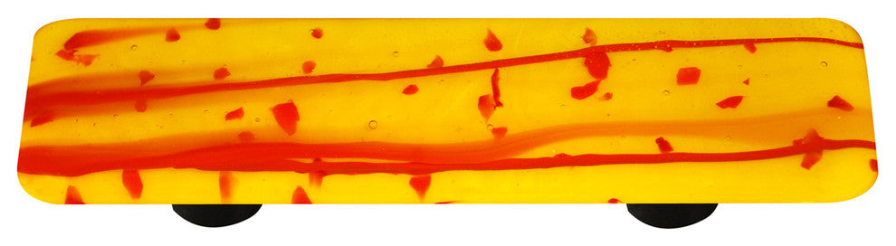 Art Glass Mardi Gras Pull, Black Post, Red Mg, Sunflower Yellow