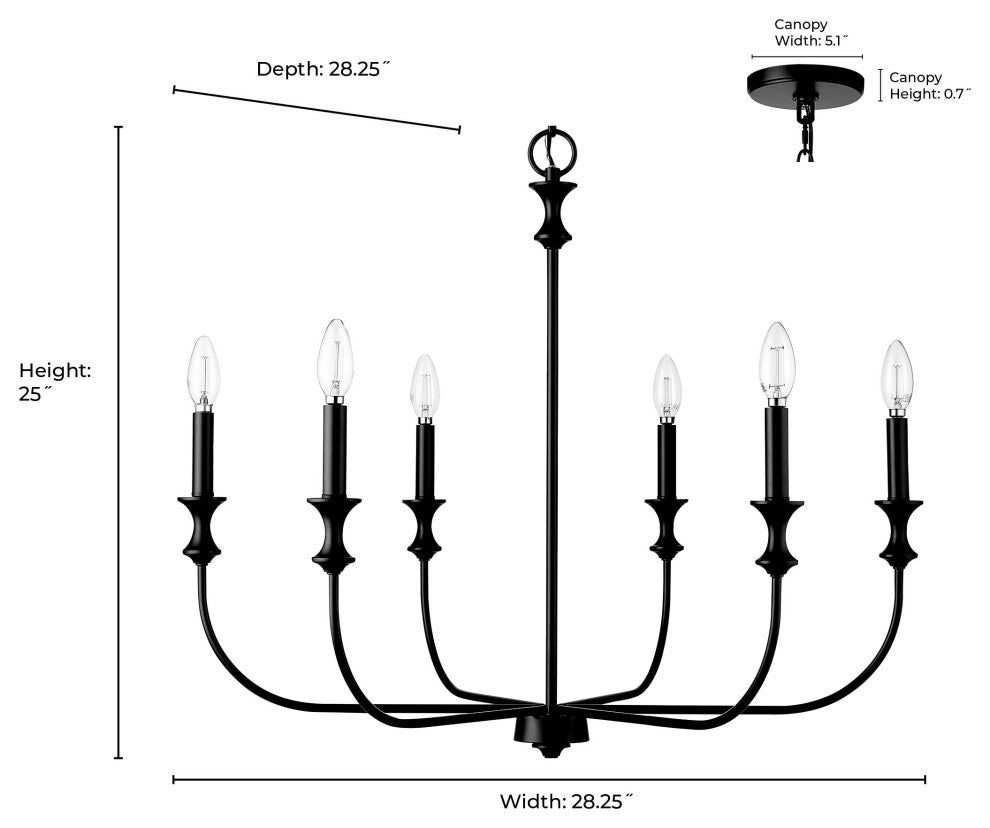 6 Light 28.25 in. Vintage Brass Chandelier