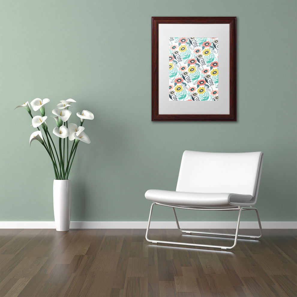 Elizabeth Caldwell 'Suzani Floral' Art, Wood Frame, White Mat, 11x14