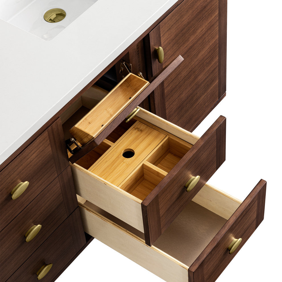 Amberly 30" Single Vanity, Mid-Century Walnut, 60", No Top