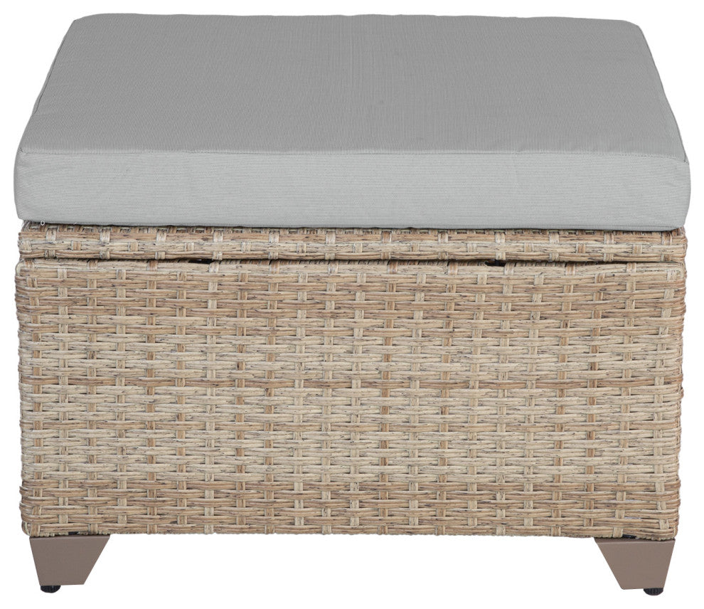 Maui 7-Piece Outdoor Conversation Set, Two Ottomans, Coffee Table, Stone