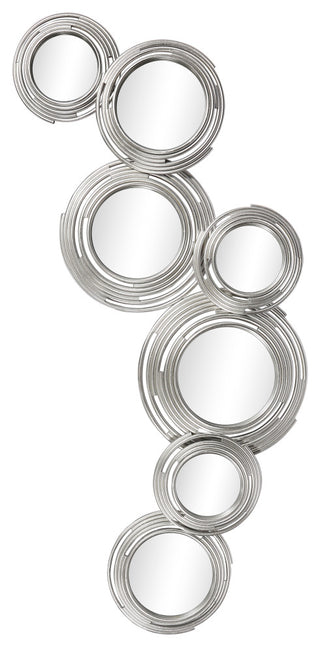 "Descending Reflection" Circle Array Mirrors in Metal Foiled Frame
