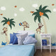 3 Monkeys With Palm Tree Wall Decal, Scheme C