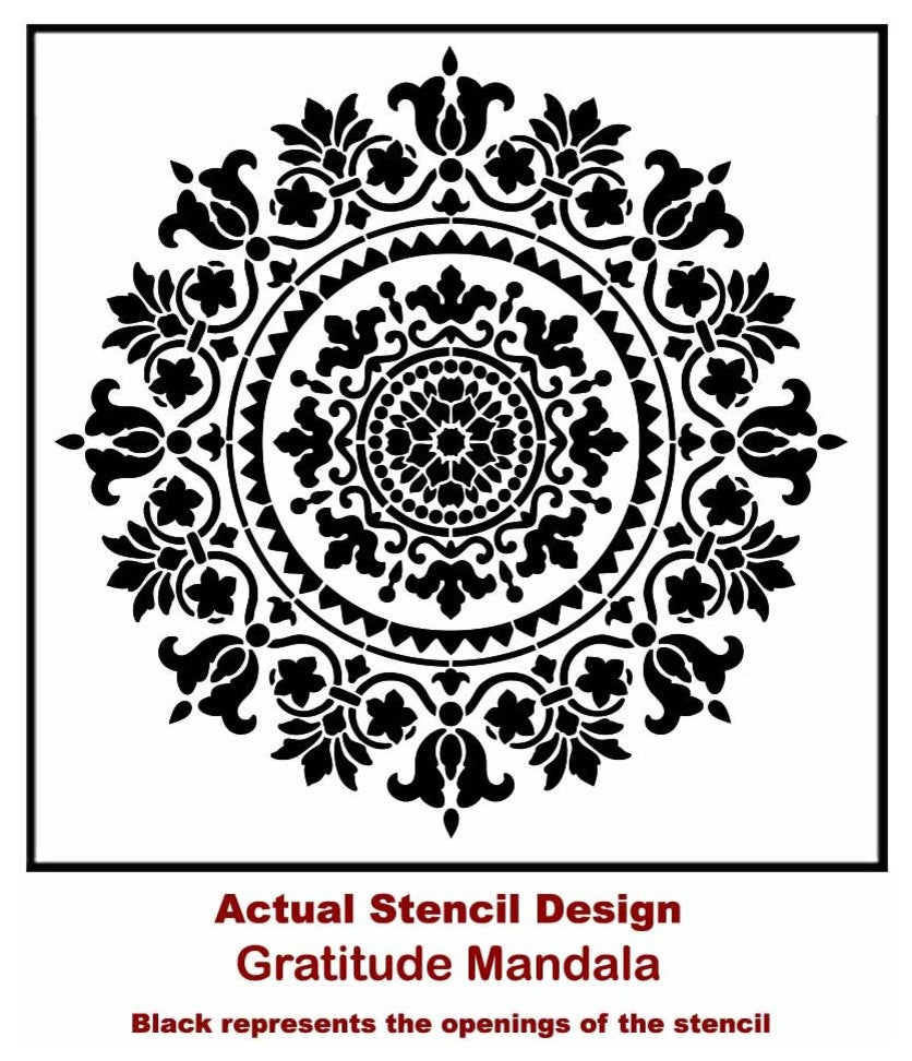 Mandala Stencil Gratitude, Stencils For Easy DIY Home Decor, 24"