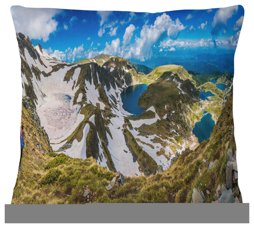 Clouds Over Seven Rila Lakes Landscape Printed Throw Pillow, 18"x18"