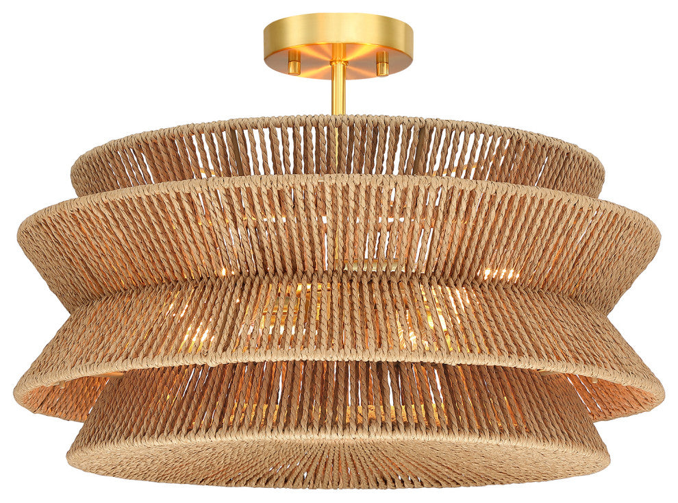 Semi-Flush Mount Ceiling Light, Brown, 20'''' Wide