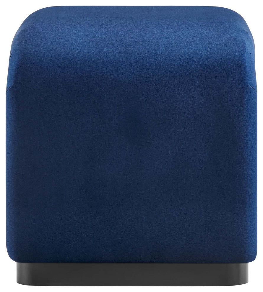 Koda Performance Velvet Waterfall Stool - Black Midnight Blue