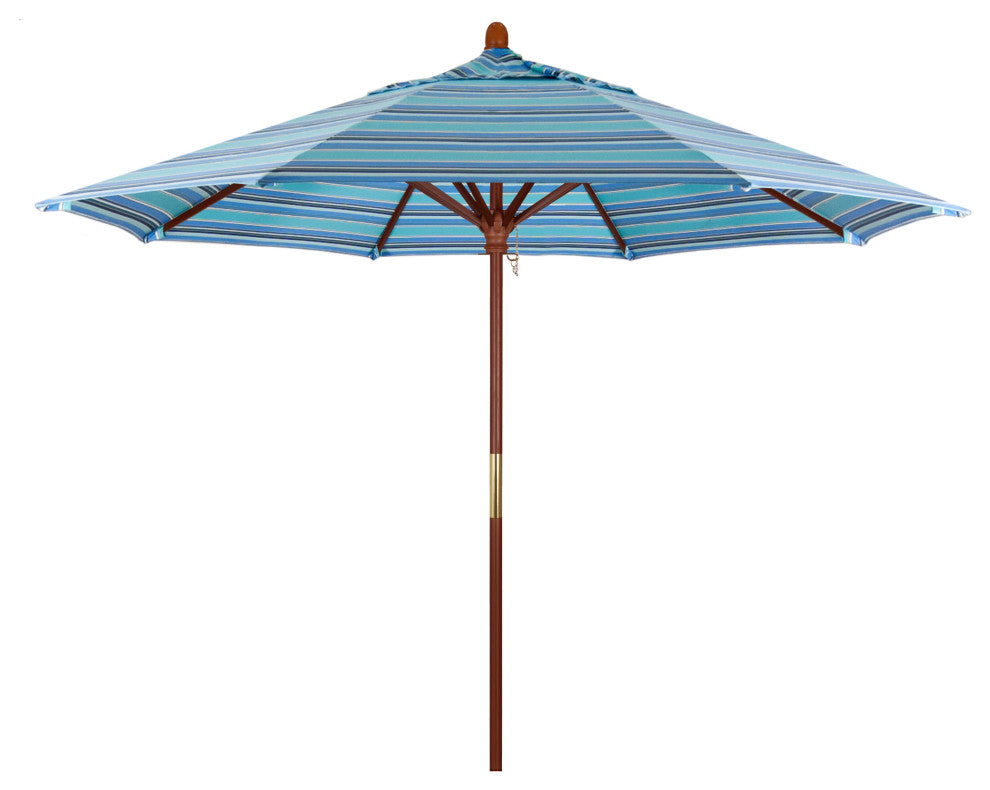 9' Square Push Lift Wood Umbrella, Sunbrella, Dolce Oasis