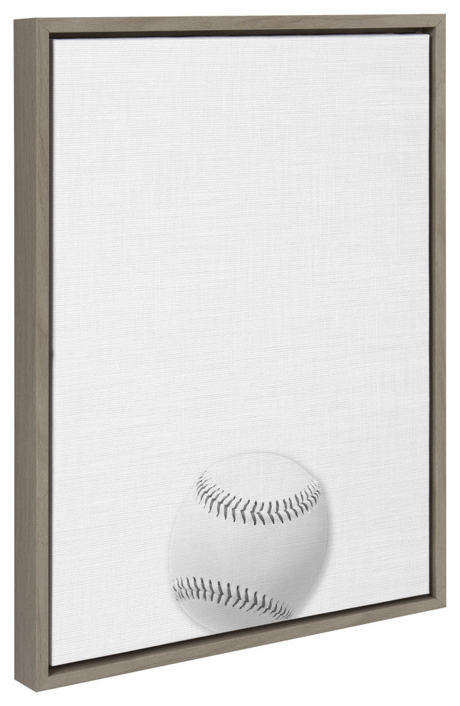 Sylvie Baseball Portrait Framed Canvas , Gray 18x24