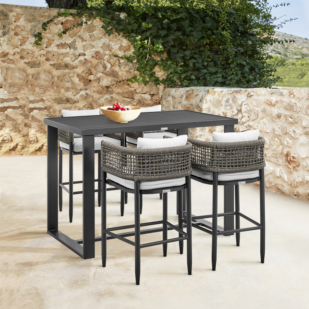 Felicia Outdoor Patio Bar Height Dining Table, Aluminum