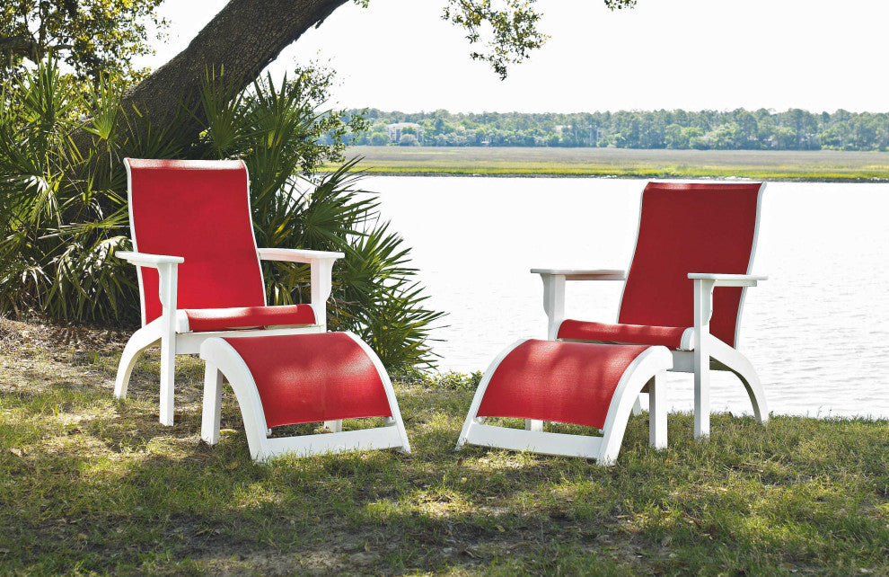 Adirondack Sling Outdoor Ottoman, Charm/Snow