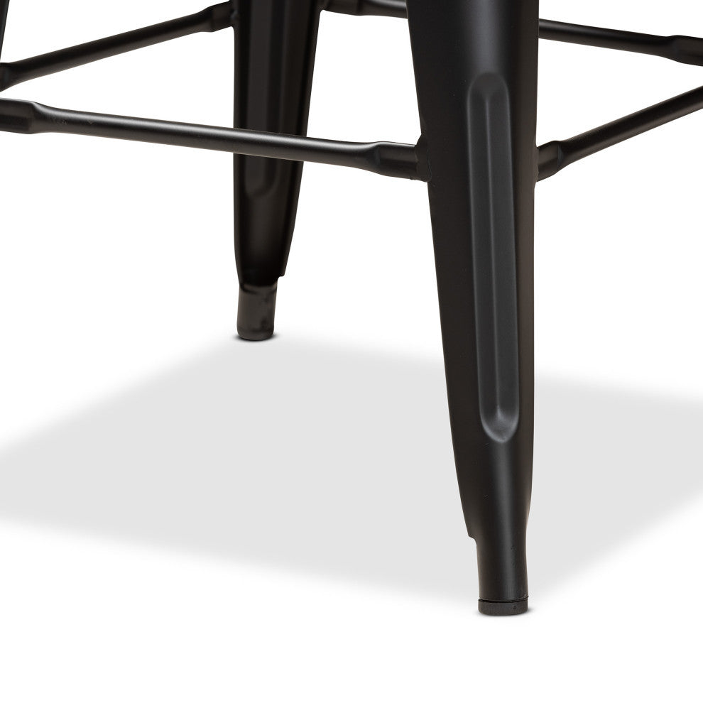 Vonn Industrial Metal Stackable Stool Set, Matte Black, Counter Stool
