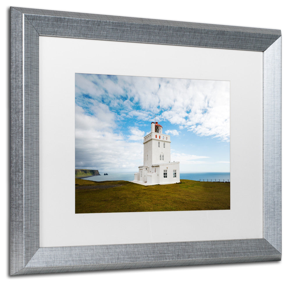 Philippe Sainte-Laudy 'Dyrholaey Lighthouse' Matted Framed Art