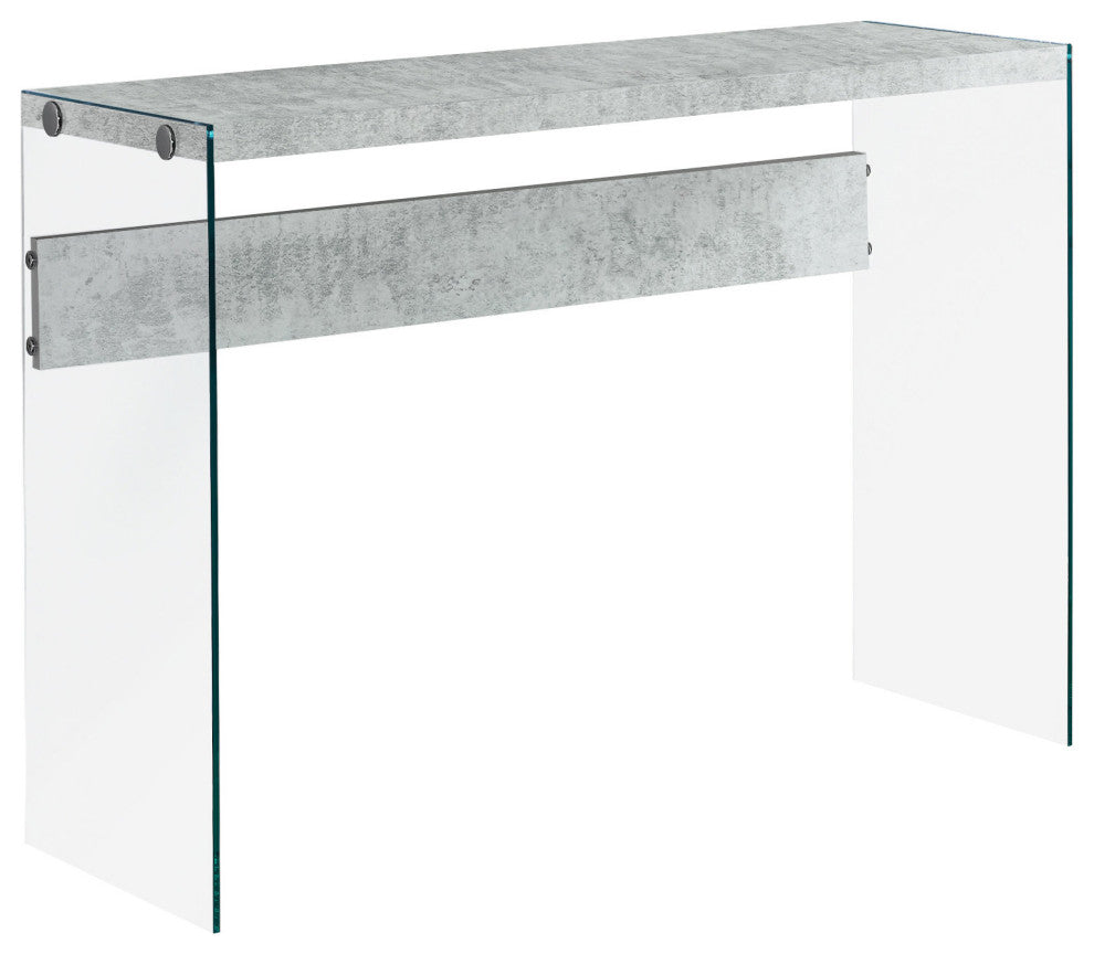 44" Gray and Clear Solid Console Table