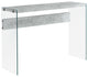 44" Gray and Clear Solid Console Table