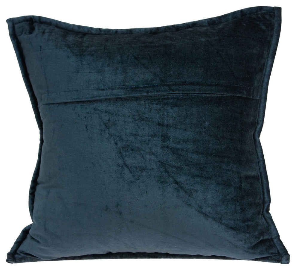 20" X 7" X 20" Transitional Dark Blue Quilted Pillow Cover With Poly Insert