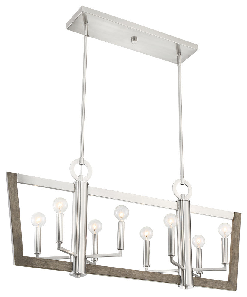 Westend 8 Light Island Chandelier, Satin Platinum