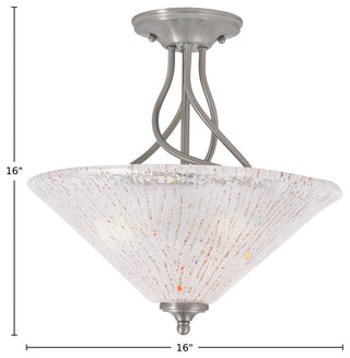 Capri 3-Light Semi-Flush Mount, Brushed Nickel/Frosted Crystal