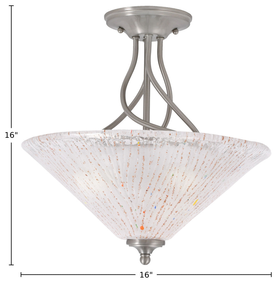 Capri 3-Light Semi-Flush Mount, Brushed Nickel/Frosted Crystal