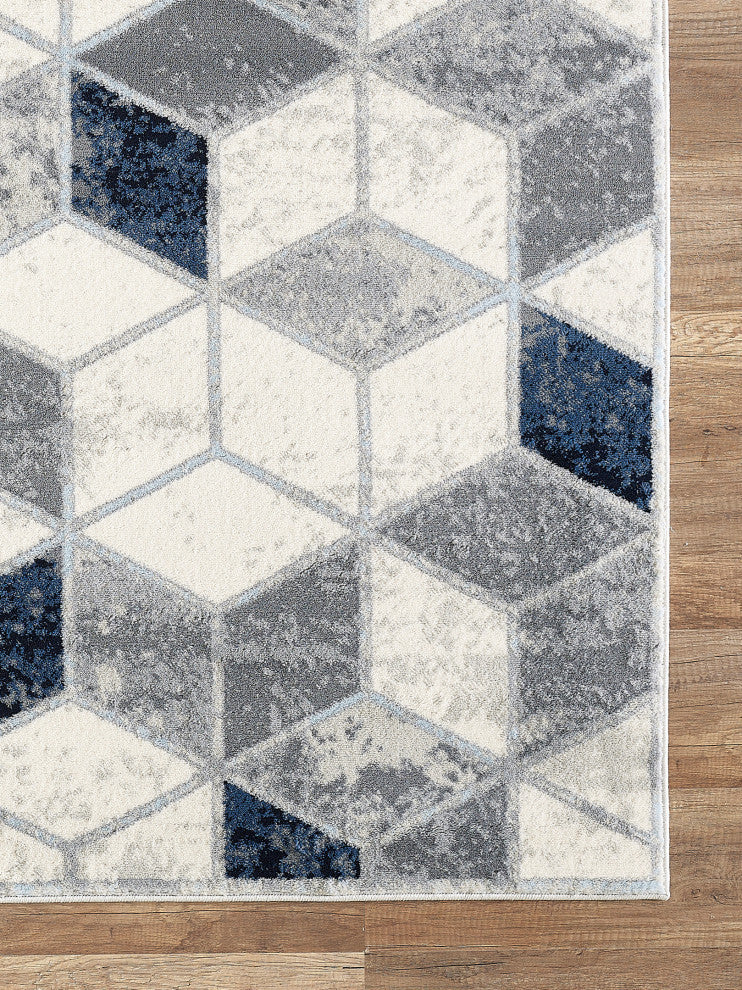 Abani Arto ART120A Geometric Cubes Neutral Grey Area Rug