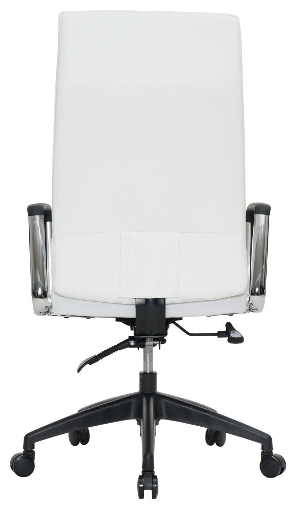 LeisureMod Hilton Modern High Back Leather Conference Office Chair, White